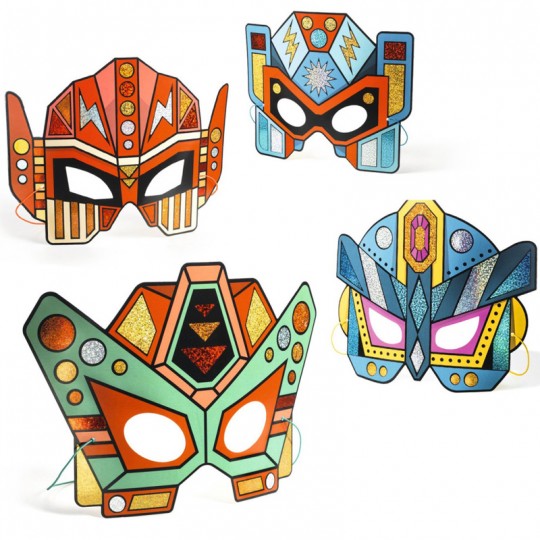 4 Masques à métalliser DIY : Super Robots - Djeco Djeco - 2