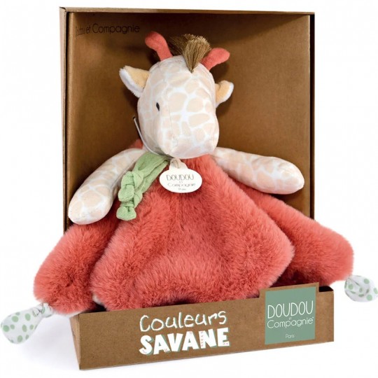 Doudou plat girafe beige et rouge 25 cm - Doudou et Compagnie Doudou et compagnie - 1