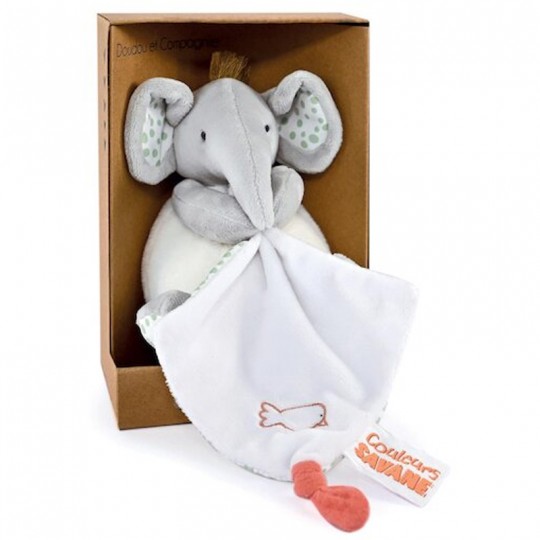 Peluche éléphant avec doudou mouchoir 15 cm - Doudou et Compagnie Doudou et compagnie - 1