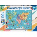 Puzzle 100 p XXL - La carte du monde Ravensburger - 1 Puzzle 100 p XXL - La carte du monde Ravensburger - 1