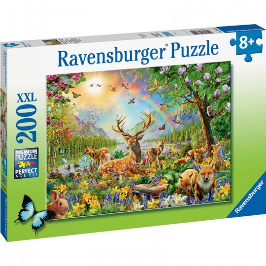 Puzzle 200 p XXL - Famille de cerfs et autres animaux Ravensburger - 1