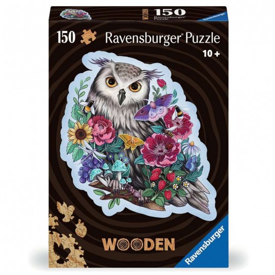 Puzzle en bois - Forme - 150 pcs - Hibou floral Ravensburger - 1