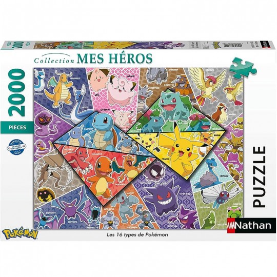 Puzzle 2000 p - Les 16 types de Pokémon Nathan - 1