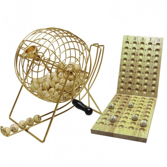 Jeu de Loto Bingo Métal 24 cm - Plateau + 90 Boules bois - HOT Games Hot Games - 1