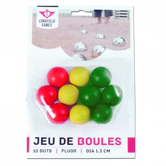 10 cochonnets en bois colorés pour pétanque Hot Games - 1