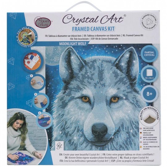 CRYSTAL ART Kit tableau broderie diamant 30x30cm - Loup clair de lune Crystal Art - 1