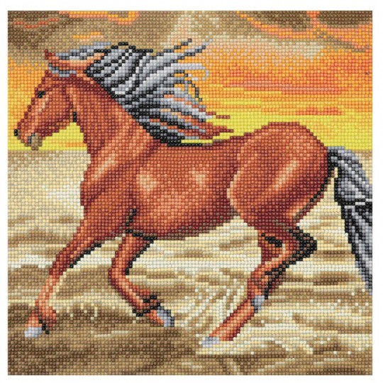 CRYSTAL ART Kit tableau broderie diamant 30x30cm - Cheval au galop Crystal Art - 1