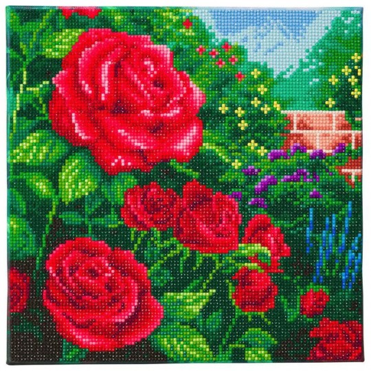 CRYSTAL ART Kit tableau broderie diamant 30x30cm - T. Kinkade Roses Crystal Art - 1