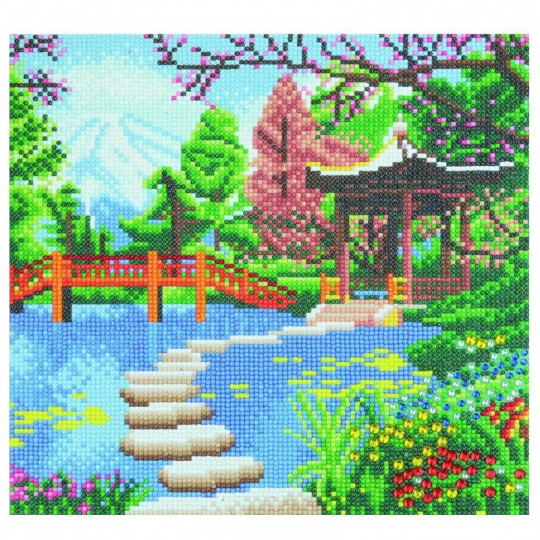 CRYSTAL ART Kit tableau broderie diamant 30x30cm - Jardin japonais Crystal Art - 1