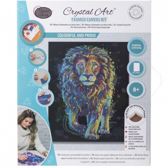 CRYSTAL ART Kit tableau broderie diamant 40x50cm - Lion multicolore Crystal Art - 1