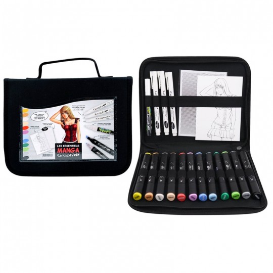 GRAPH'IT Trousse les Essentiels Manga - 16 feutres + trames A6 Graph'it - 2