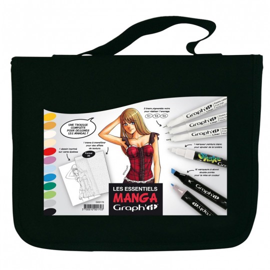 GRAPH'IT Trousse les Essentiels Manga - 16 feutres + trames A6 Graph'it - 1