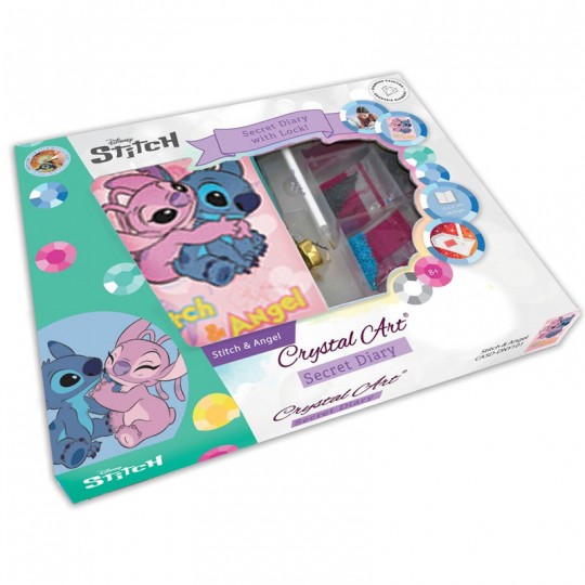 CRYSTAL ART Kit journal intime à diamanter Stitch et Angel Crystal Art - 1