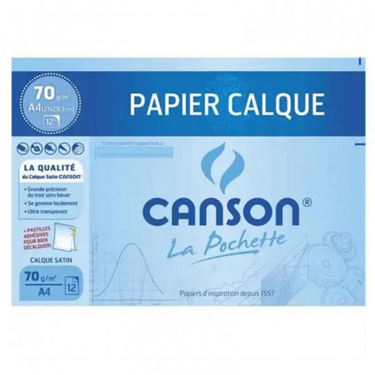 Pochette Canson 12 Feuilles A4 Dessin Technique Calque 70 g Canson - 1