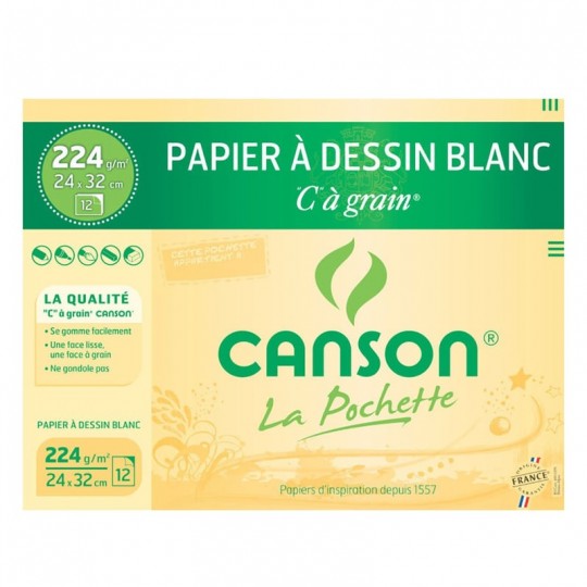 Pochette Canson "C" à grain 12 Feuilles 24x32 224 g Canson - 1