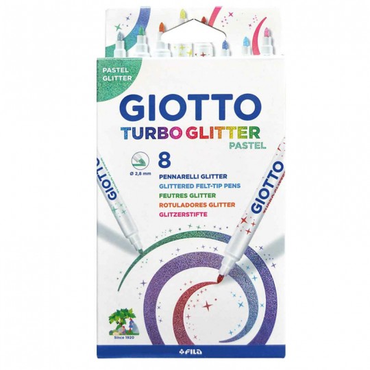 Etui 8 feutres Turbo Glitter Pastel - Giotto Giotto - 1