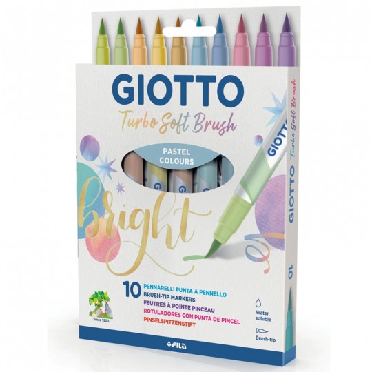 Boite 10 feutres giotto turbo soft brush Pastel Giotto - 1