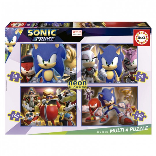 Multi 4 Puzzles Sonic Prime 50+80+100+150 pcs « Neon » - Educa Educa - 1