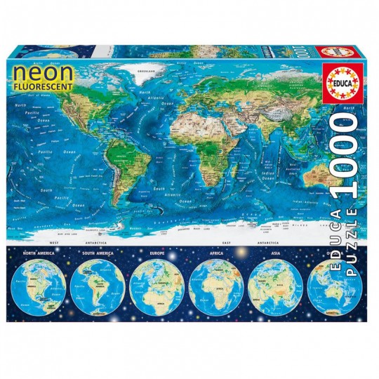 Puzzle 1000 pcs Planisphère « Neon » - Educa Educa - 1