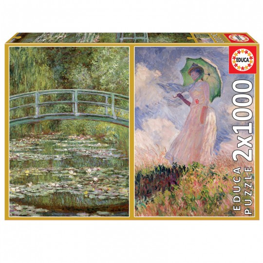 Puzzle 2*1000 pcs Le Bassin Aux Nymphéas + Femme À L'ombrelle, Claude Monet - Educa Educa - 1