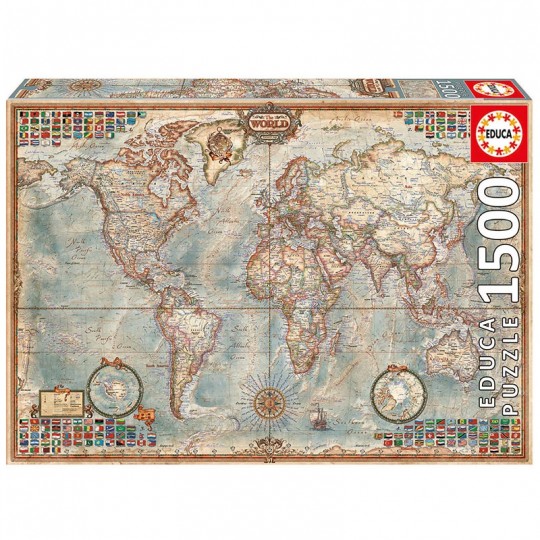 Puzzle 1500 pcs Le monde, carte politique - Educa Educa - 1
