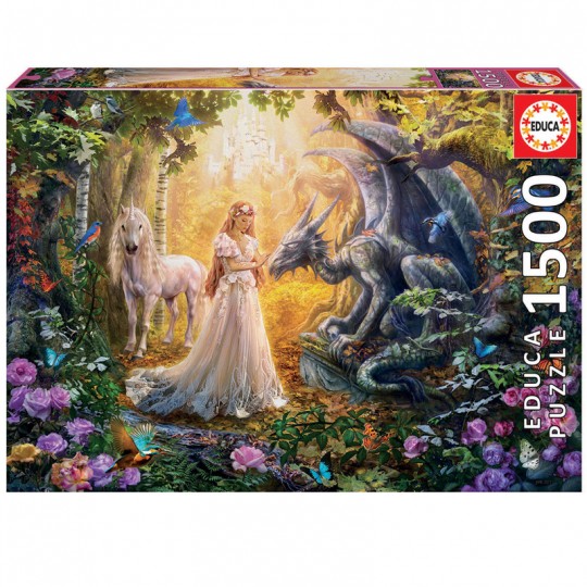Puzzle 1500 pcs Dragon, princesse et licorne - Educa Educa - 1