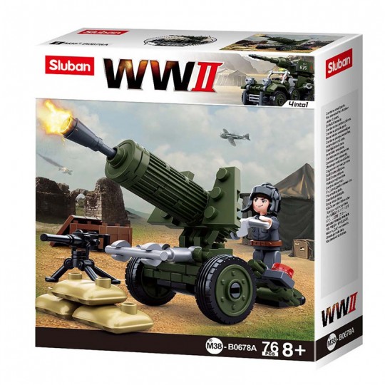 Army WWII : 4IN1 Artillerie alliée Mitrailleuse 76 pcs - Sluban SLUBAN - 1