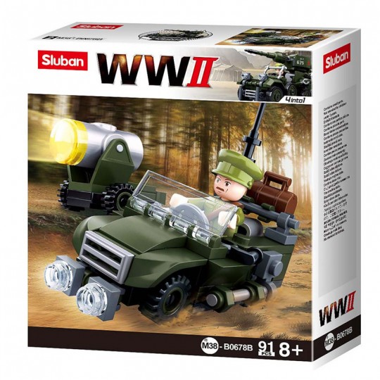 Army WWII : 4IN1 Véhicule tout-terrain allié Jeep 91 pcs - Sluban SLUBAN - 2