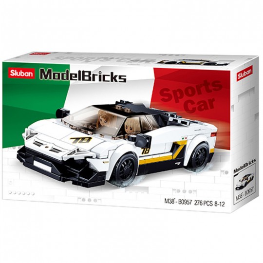 Model Bricks : Voiture de course italienne blanche 276 pcs - Sluban SLUBAN - 1