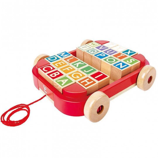 Chariot à tirer avec cubes en bois - Hape Hape - 2