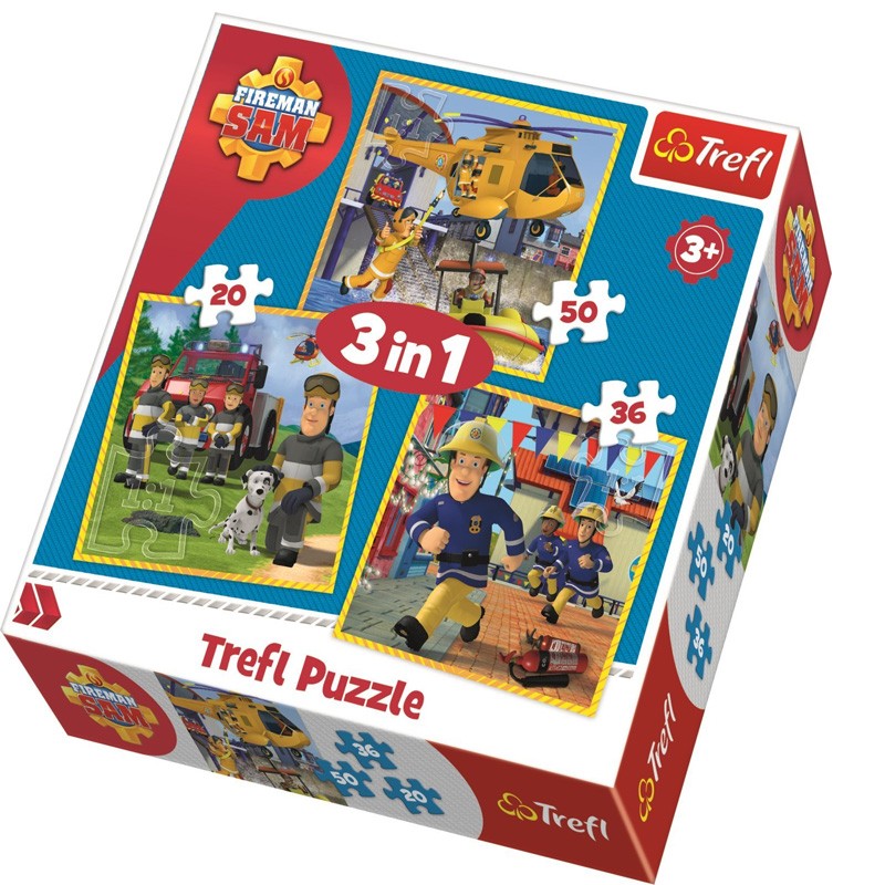 Puzzles 3 en 1 Sam le Pompier en action - Trefl - Boutique BCD JEUX