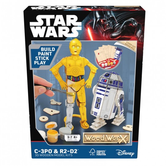 Maquette en bois - Star Wars C-3PO et R2D2 - Woodworx Wood WorX - 1