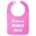 Bavoir coton rose : J'aime ma maman chérie BBandCO - 1 Bavoir coton rose : J'aime ma maman chérie BBandCO - 1