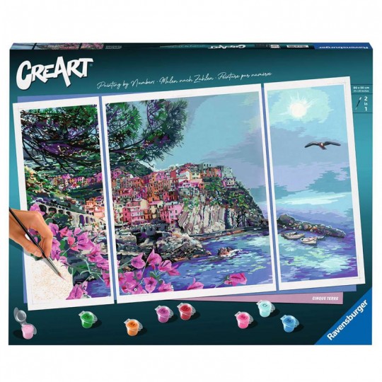 CreArt Triptyque 5 terres - Peinture au numéro Ravensburger - 1