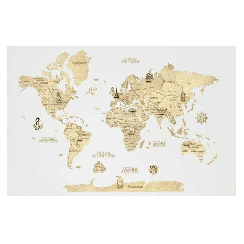 Carte du monde en bois - Cdiscount