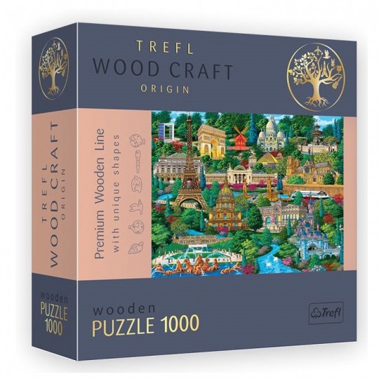 Puzzle en bois 1000 pièces - France Famous Places / Lieux Célèbres de France - Trefl TREFL - 1