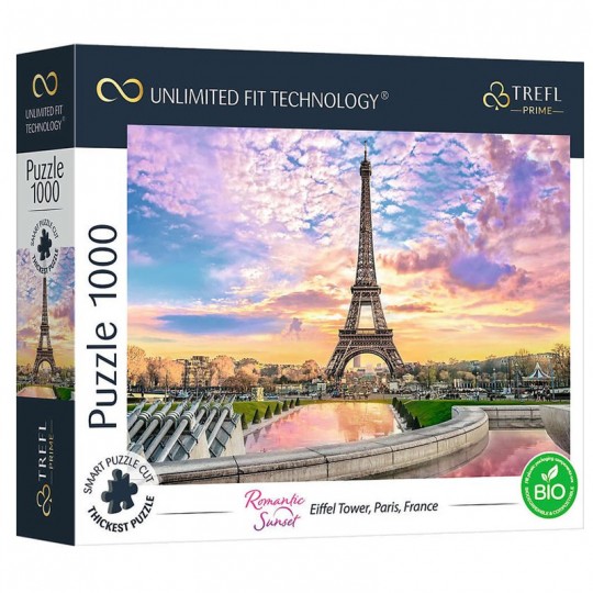 Puzzle 1000 pièces UFT - Romantic Sunset Eiffel Tower, Paris, France - Trefl TREFL - 1