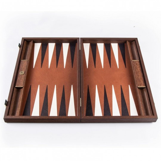 Backgammon Manopoulos cuir synthétique Caramel 48 cm Luxe Manopoulos - 1