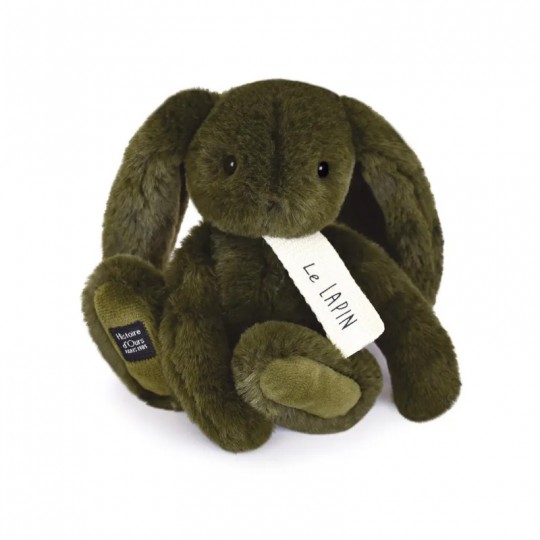 Peluche lapin vert Kaki 32 cm - Doudou et Cie Histoire d'Ours - 1