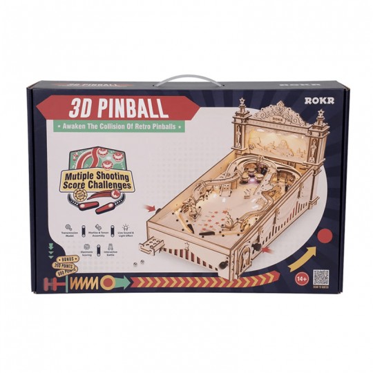 Flipper 3D pinball machine - Puzzle 3D Mécanique en bois Rokr Rokr - 1