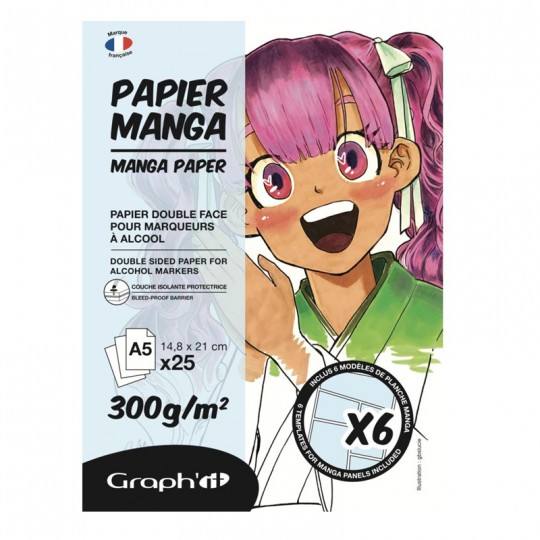 GRAPH'IT BLOC MANGA A5 300g - 25 feuilles + 6 calques Graph'it - 1