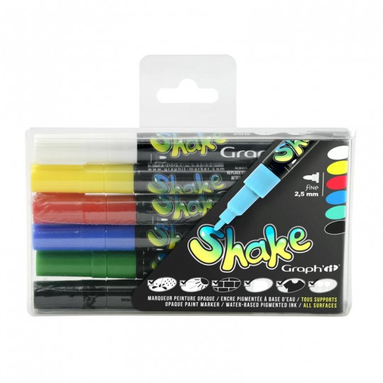 GRAPH'IT SHAKE Set de 6 Marqueurs Fins - Basic colors Graph'it - 1