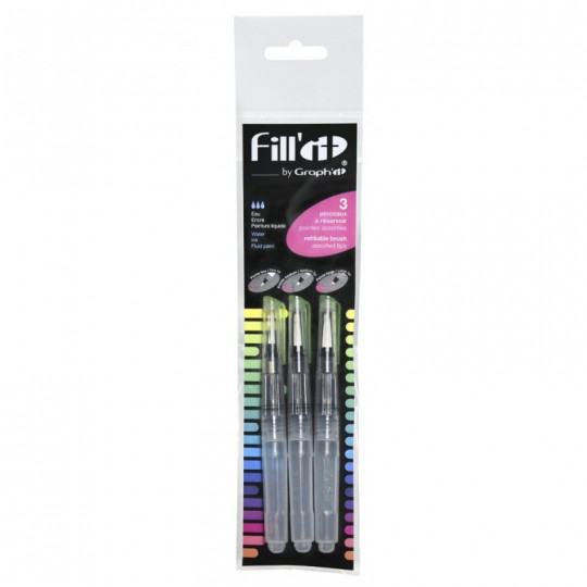 FILL'IT Set de 3 marqueurs pinceaux à réservoir 5 ml, 3 pointes assorties Fill'It - 2