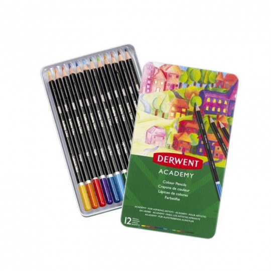 DERWENT - ACADEMY - Boîte métal 12 crayons couleur Derwent - 2