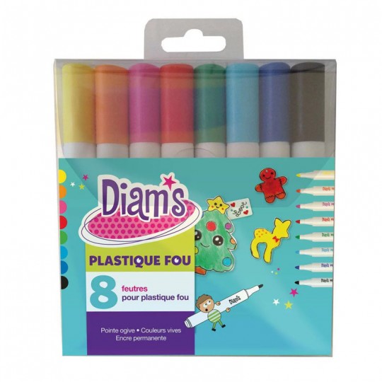 DIAM'S Pochette de 8 feutres pour plastique fou Diam's - 1