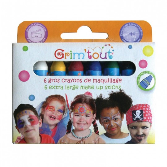 GRIMTOUT Boîte 6 crayons de maquillage JUMBO classiques Grim'Tout - 1