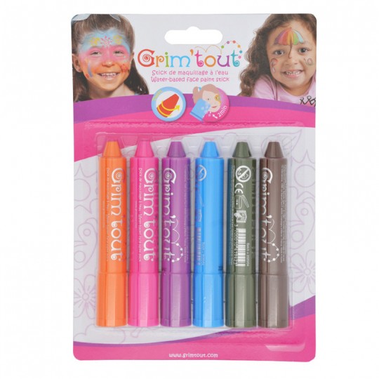 Blister de 6 sticks maquillage GRIMTOUT couleurs arc en ciel Grim'Tout - 1