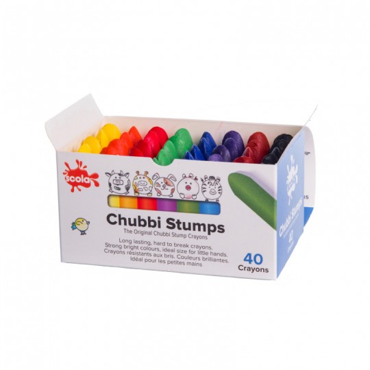 CHUBBI STUMPS, boîte de 40 crayons cire assortis Scola - 1