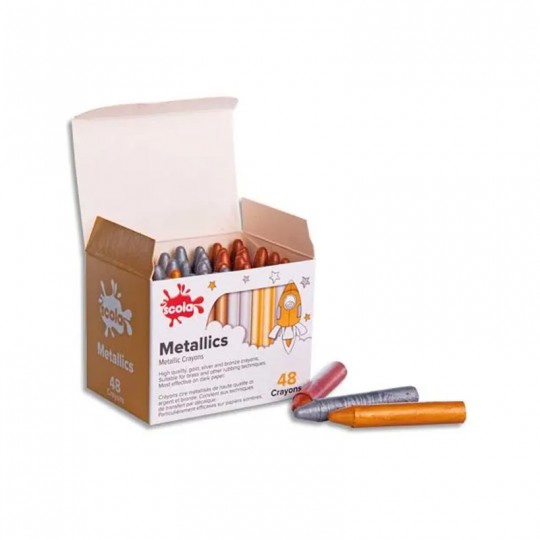 METALLICS, boîte de 48 crayons cires couleurs métal - Scola Scola - 1