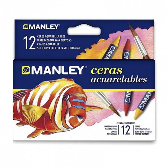 MANLEY 12 Crayons cire aquarellables (12 x 81 mm) Manley - 1